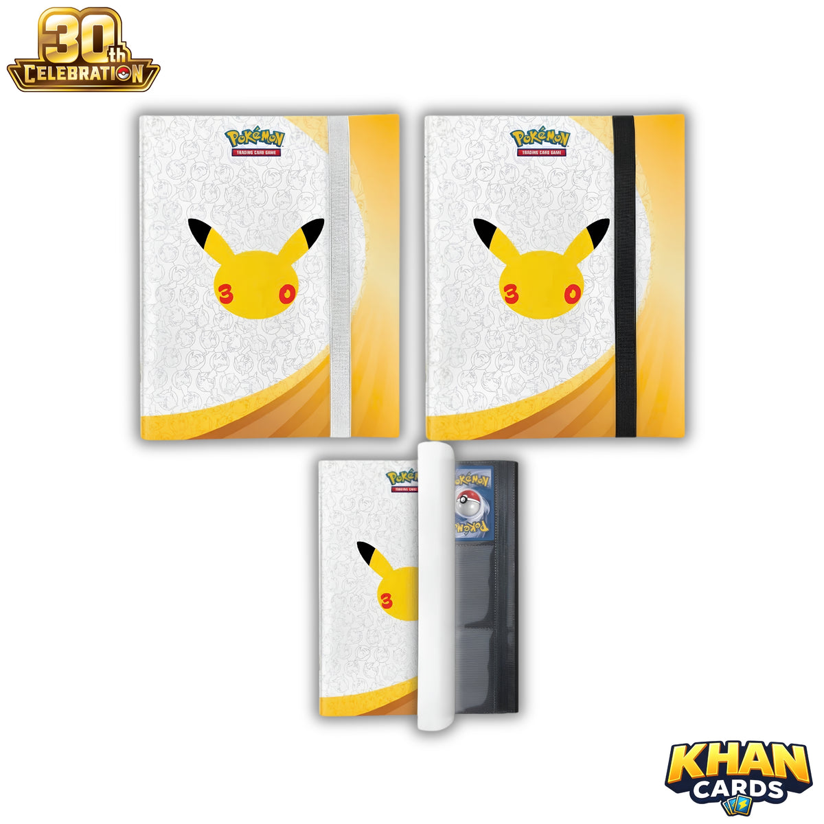 Pokémon 30th Celebration Binder Collection – 5 Booster Packs + 9-Pocket Binder – Live Opening or Sent Sealed