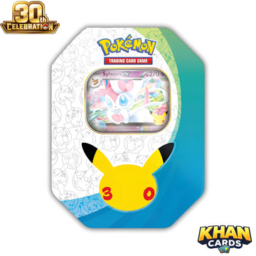 Pokémon 30th Celebration ex Tin – Sylveon or Greninja – Pick Your Tin – 4 Booster Packs - Pokemon TCG